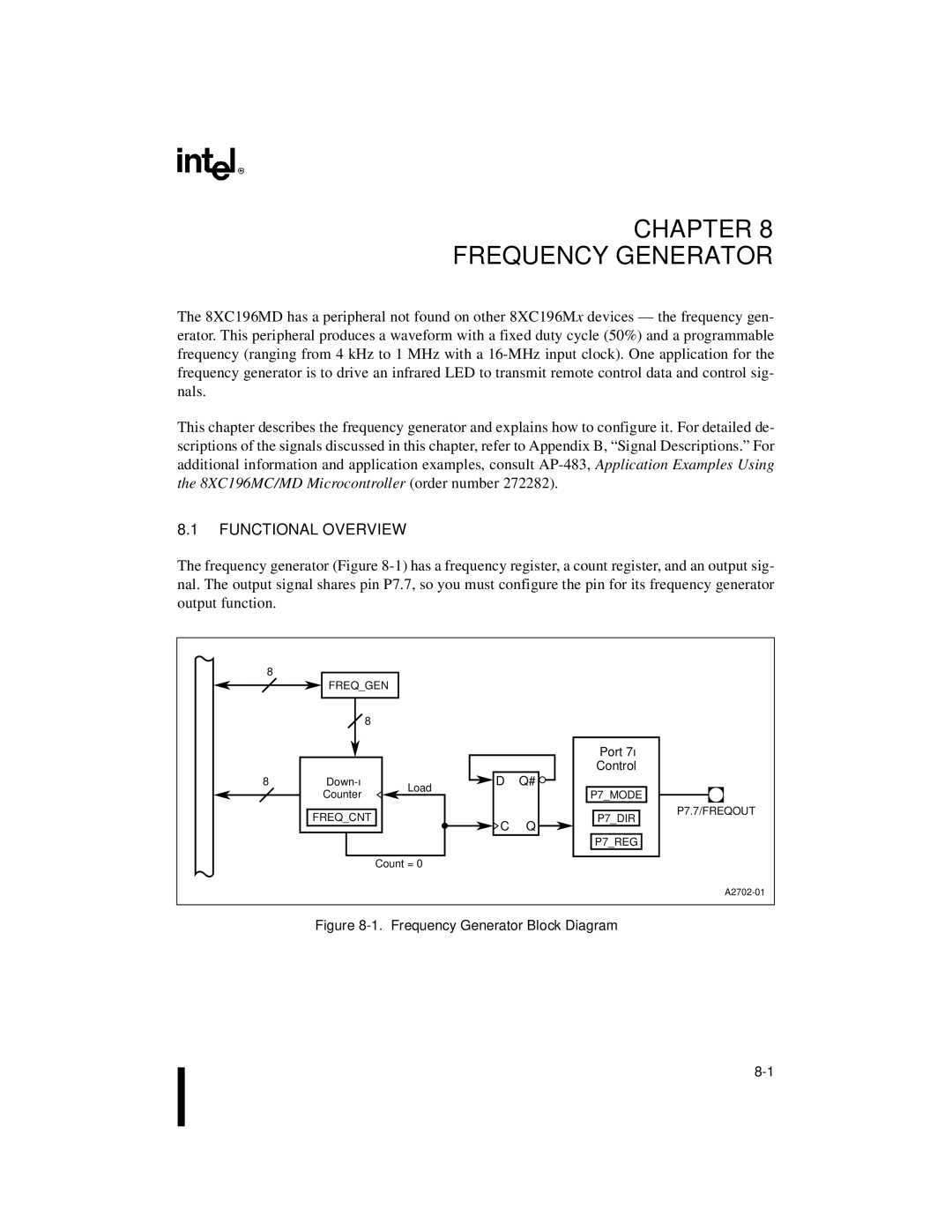 Intel 8XC196MC, 8XC196MD, 8XC196MH manual Chapter Frequency Generator 