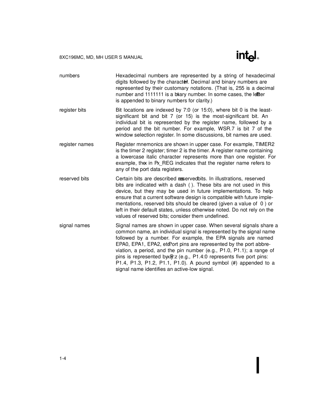 Intel 8XC196MD, 8XC196MH, 8XC196MC manual Numbers 