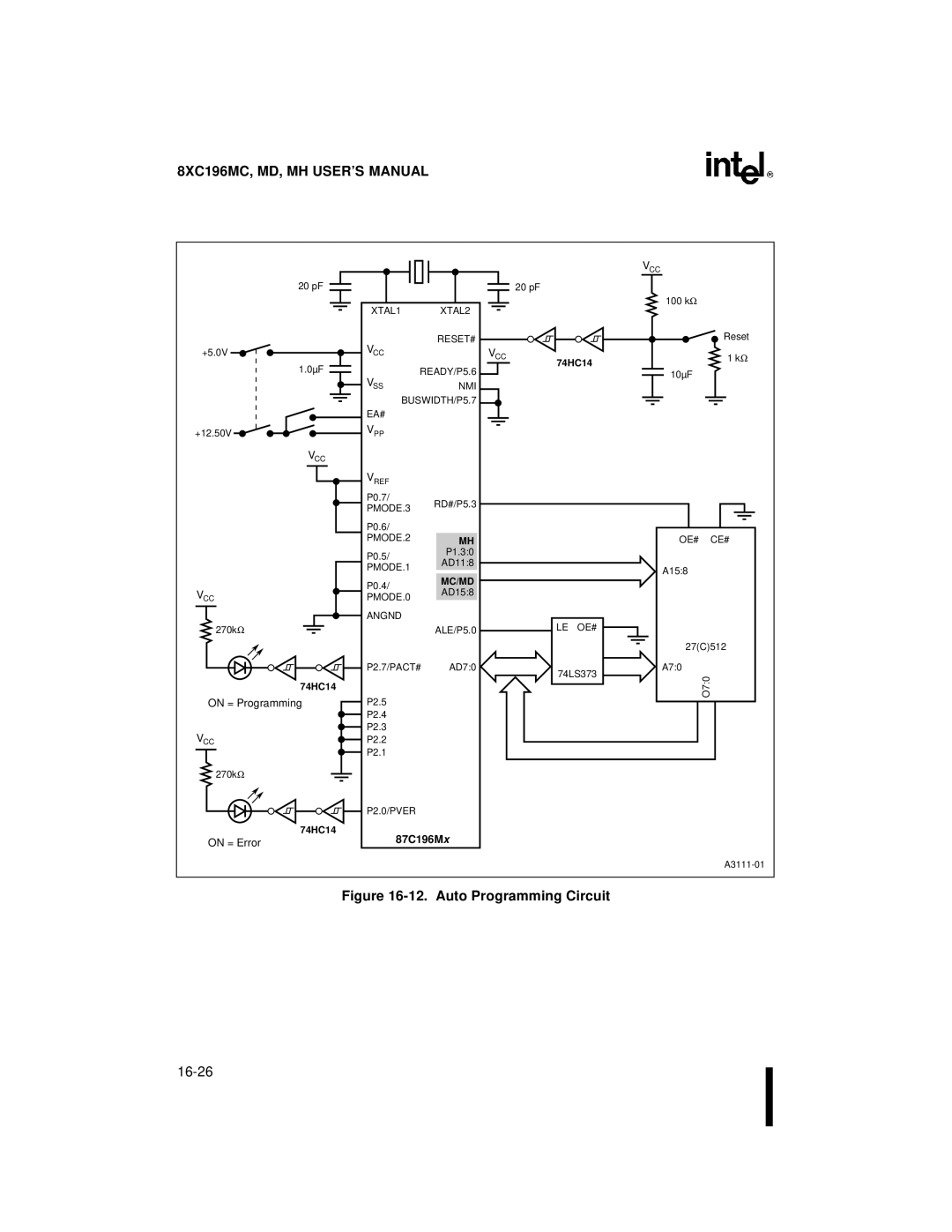 Intel 8XC196MH, 8XC196MD, 8XC196MC manual Auto Programming Circuit 