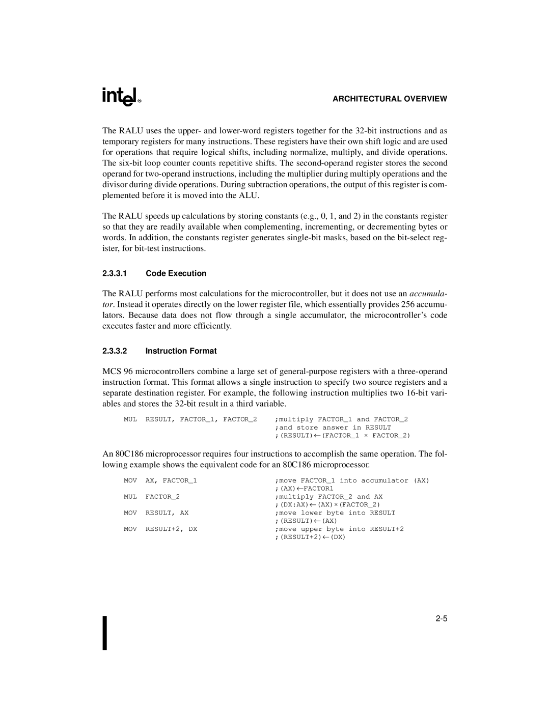 Intel 8XC196MD, 8XC196MH, 8XC196MC manual Code Execution, Instruction Format 