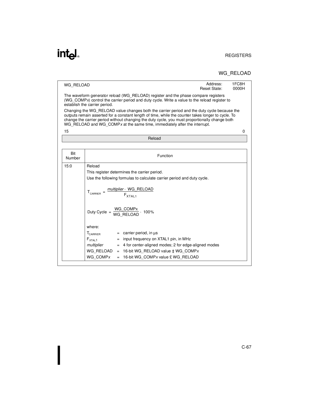 Intel 8XC196MH, 8XC196MD, 8XC196MC manual Wgreload 