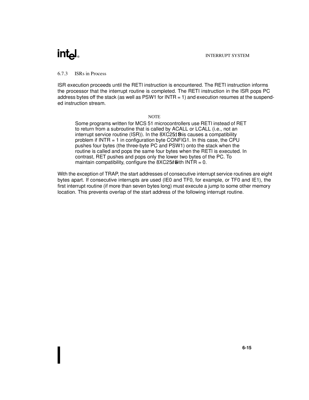 Intel Embedded Microcontroller, 8XC251SA, 8XC251SP, 8XC251SQ, 8XC251SB manual ISRs in Process 