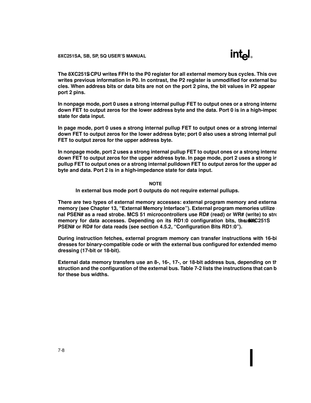 Intel 8XC251SP, 8XC251SQ, 8XC251SB, Embedded Microcontroller manual 8XC251SA, SB, SP, SQ USER’S Manual 