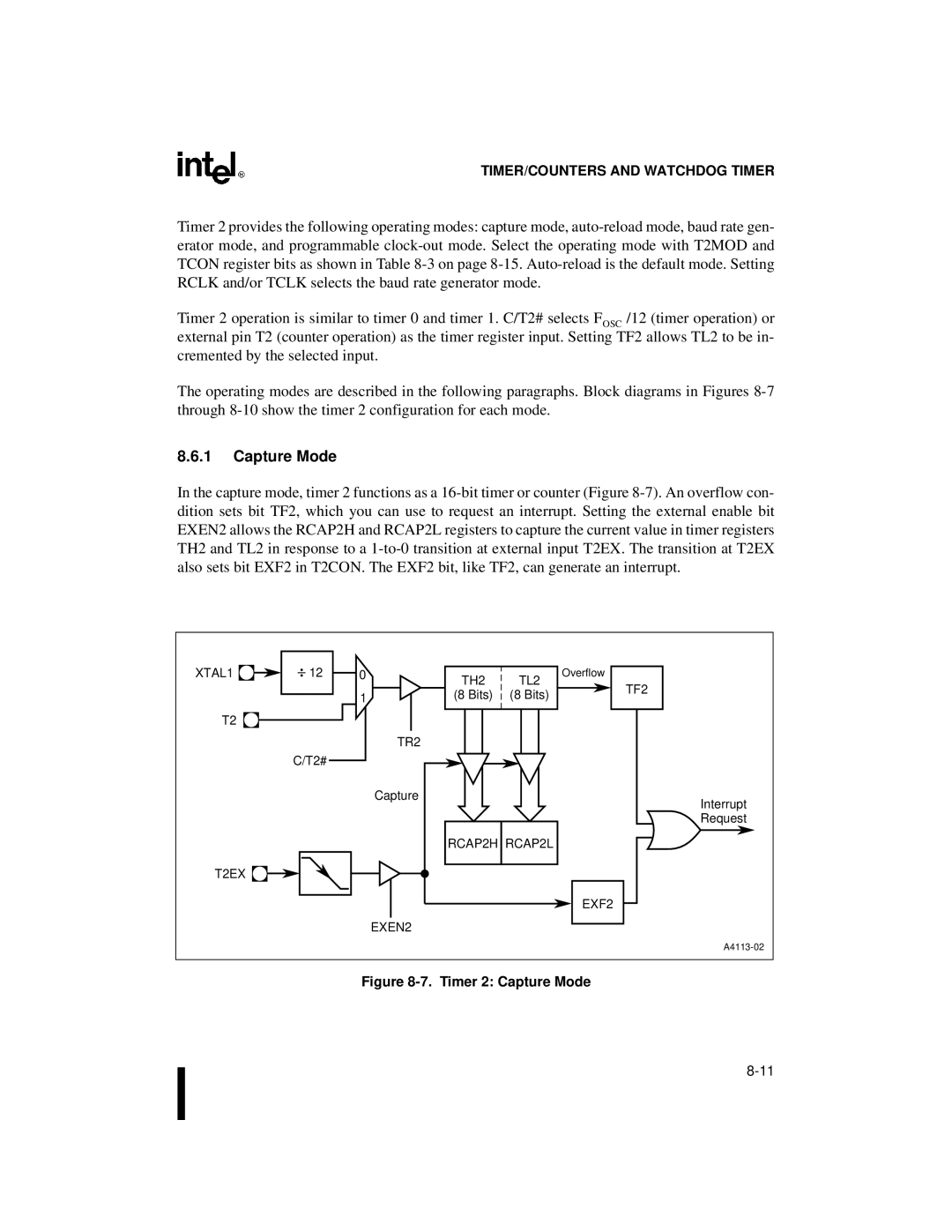 Intel 8XC251SA, 8XC251SP, 8XC251SQ, 8XC251SB manual Capture Mode, XTAL1 TH2 TL2, TF2, TR2, RCAP2H RCAP2L T2EX EXF2 EXEN2 