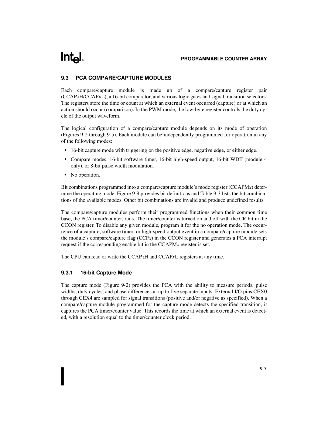 Intel Embedded Microcontroller, 8XC251SA, 8XC251SP, 8XC251SQ, 8XC251SB PCA COMPARE/CAPTURE Modules, 1 16-bit Capture Mode 