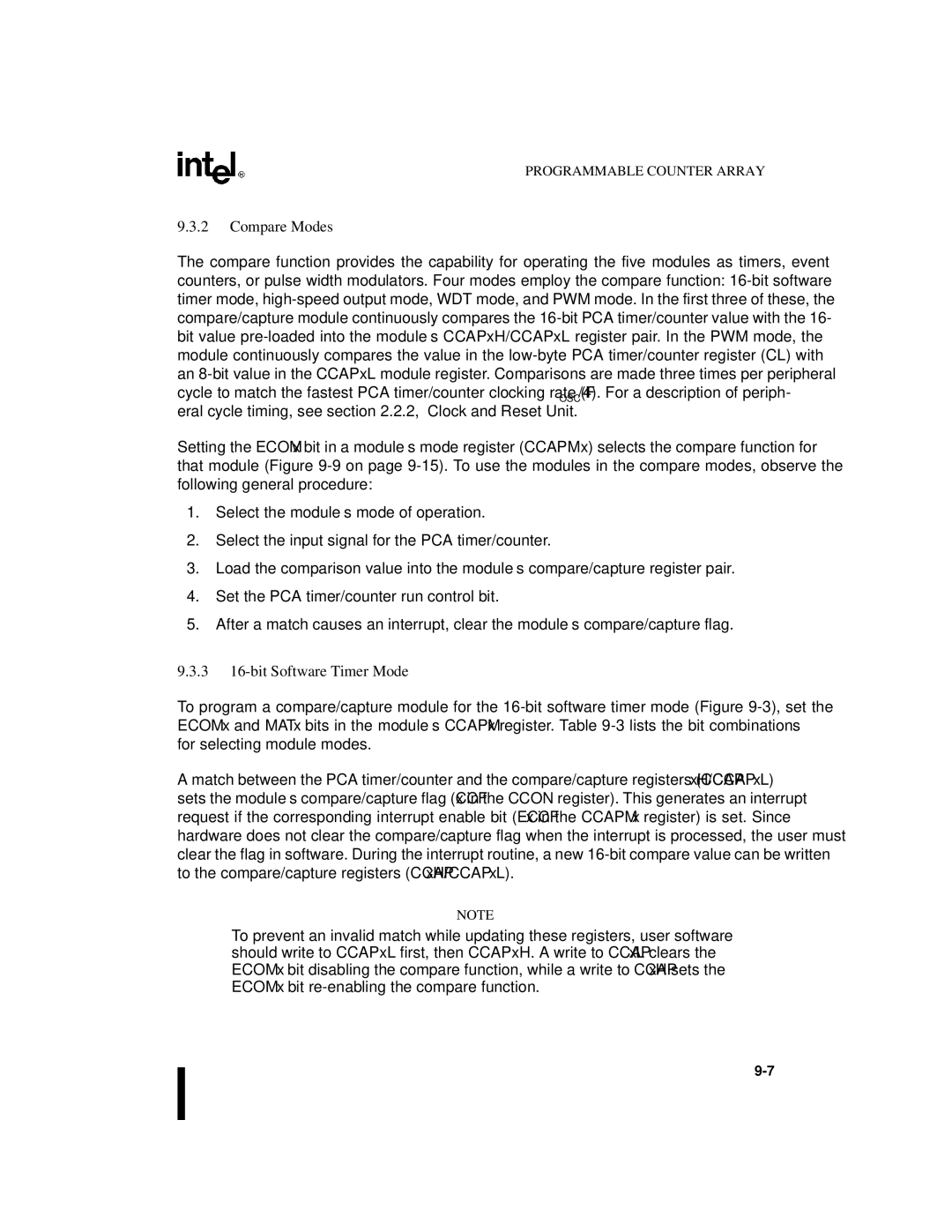 Intel 8XC251SP, 8XC251SA, 8XC251SQ, 8XC251SB, Embedded Microcontroller manual Compare Modes, 3 16-bit Software Timer Mode 