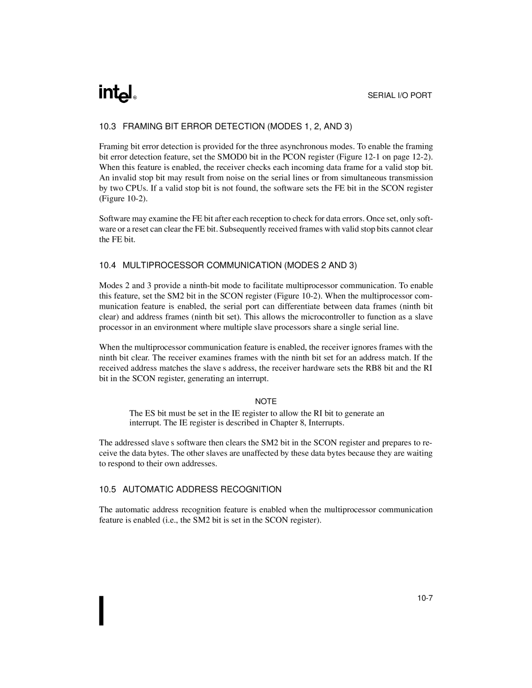 Intel Embedded Microcontroller, 8XC251SA manual Framing BIT Error Detection Modes 1, 2, Multiprocessor Communication Modes 2 