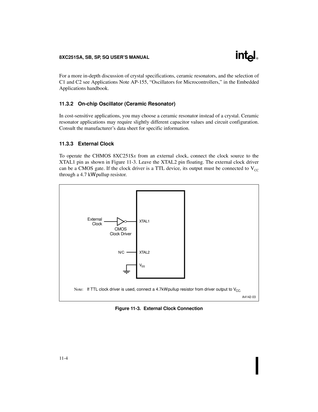 Intel 8XC251SQ, 8XC251SA, 8XC251SP, 8XC251SB manual On-chip Oscillator Ceramic Resonator, External Clock, Cmos 