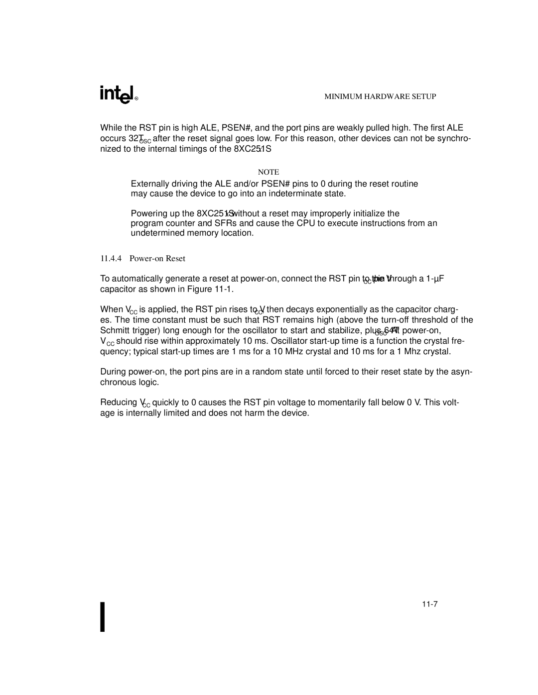 Intel 8XC251SA, 8XC251SP, 8XC251SQ, 8XC251SB, Embedded Microcontroller manual Power-on Reset 