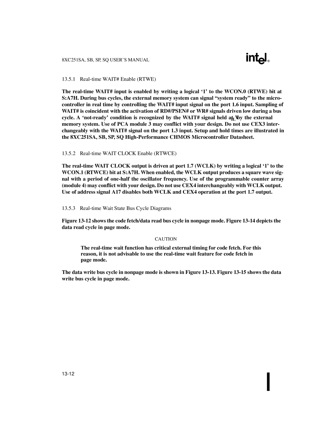 Intel 8XC251SA Real-time WAIT# Enable Rtwe, Real-time Wait Clock Enable Rtwce, Real-time Wait State Bus Cycle Diagrams 