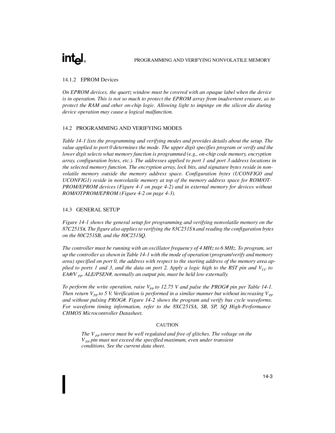 Intel 8XC251SB, 8XC251SA, 8XC251SP, 8XC251SQ manual Eprom Devices, Programming and Verifying Modes, General Setup 