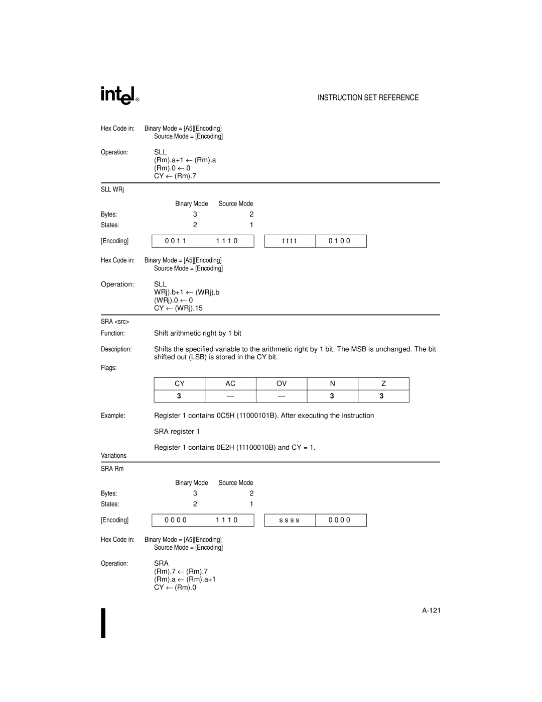 Intel 8XC251SB, 8XC251SA, 8XC251SP, 8XC251SQ, Embedded Microcontroller manual SRA src, Sra 