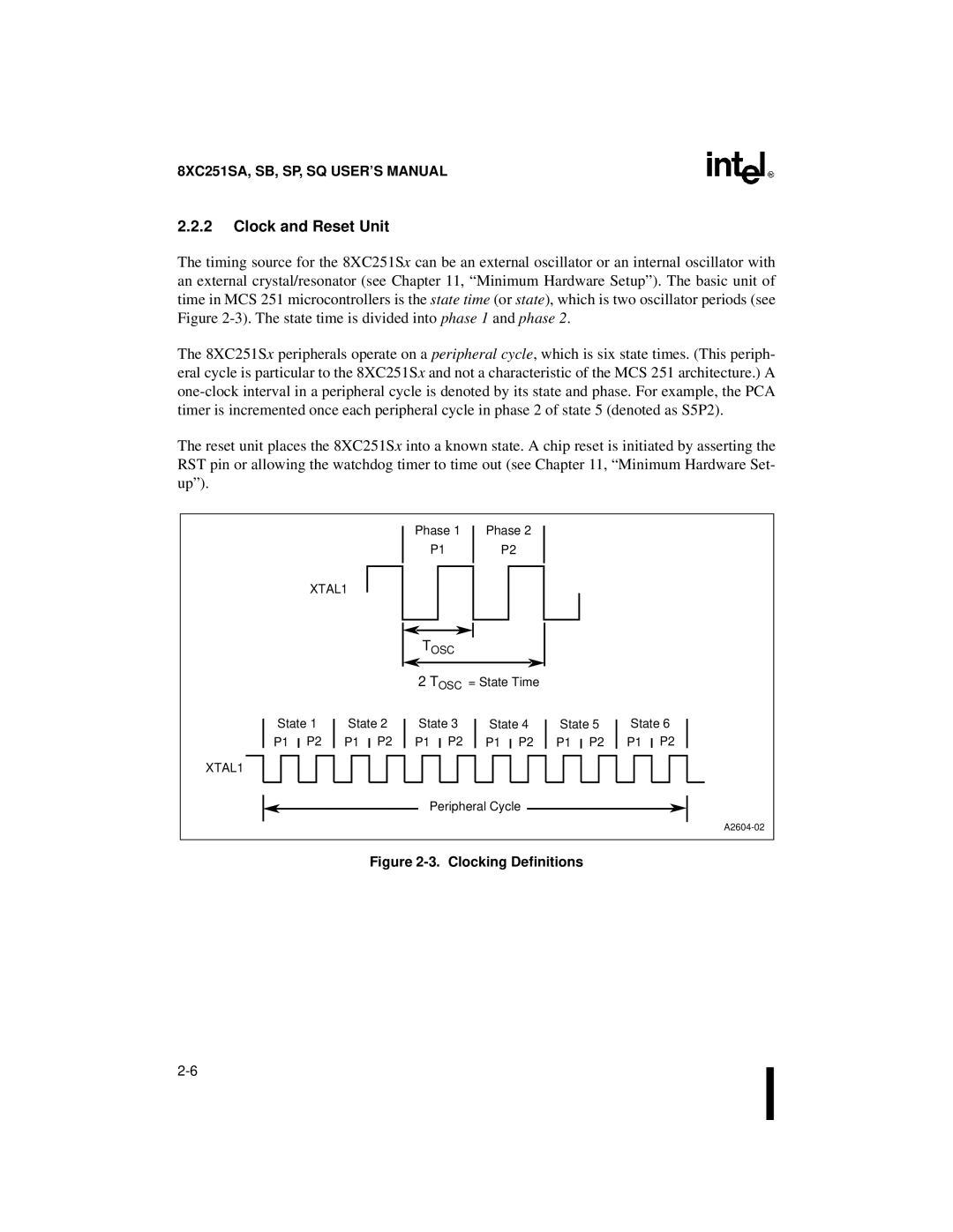 Intel 8XC251SB, 8XC251SA, 8XC251SP, 8XC251SQ, Embedded Microcontroller manual Clock and Reset Unit, XTAL1 