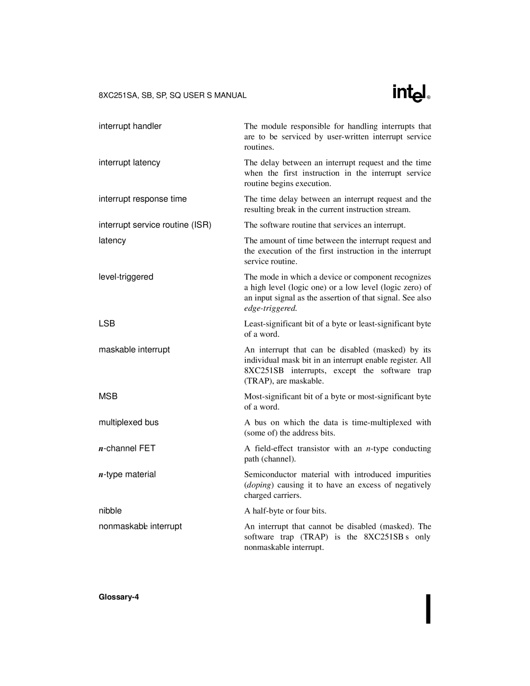 Intel 8XC251SQ, 8XC251SA, 8XC251SP, 8XC251SB, Embedded Microcontroller manual Lsb 