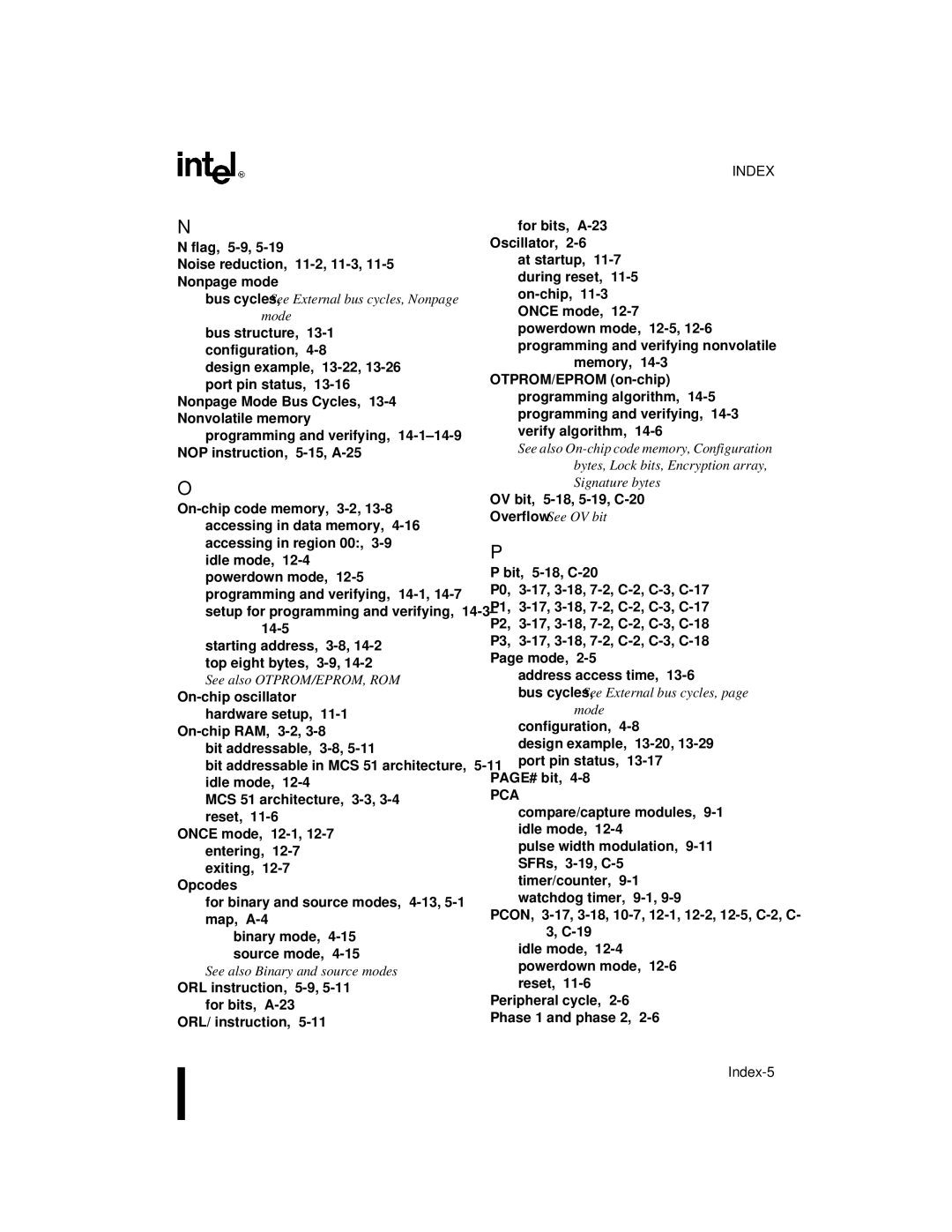 Intel 8XC251SB, 8XC251SA, 8XC251SP, 8XC251SQ, Embedded Microcontroller manual Index-5 