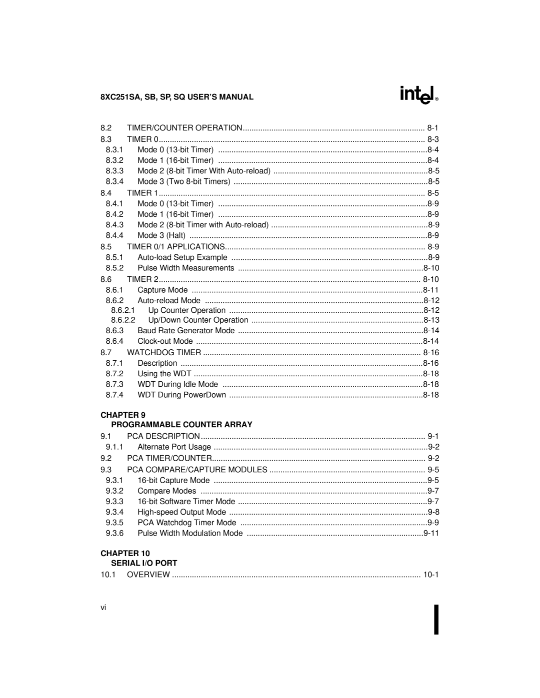 Intel 8XC251SB, 8XC251SA, 8XC251SP, 8XC251SQ, Embedded Microcontroller manual Chapter Serial I/O Port 