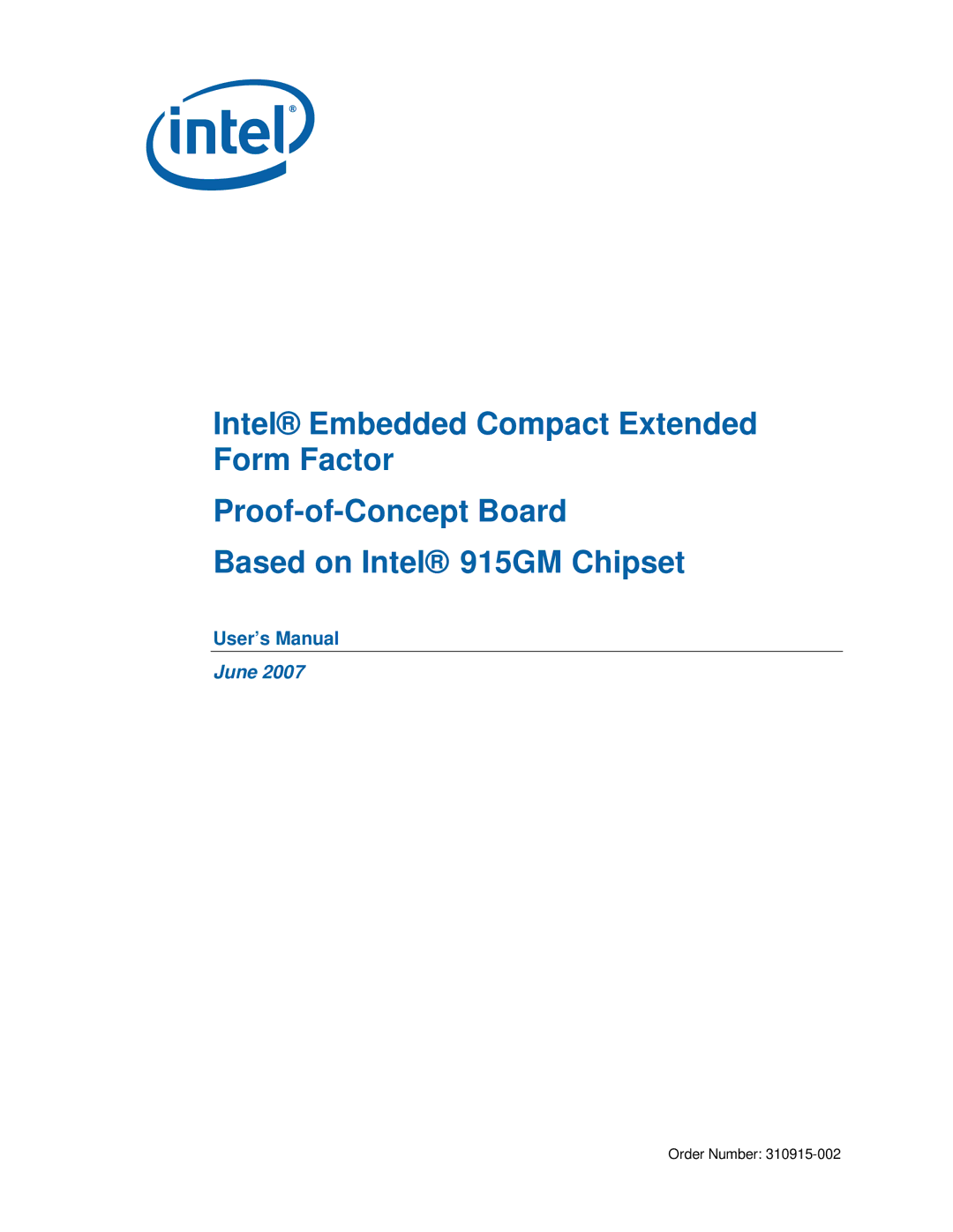 Intel 915GM user manual June 