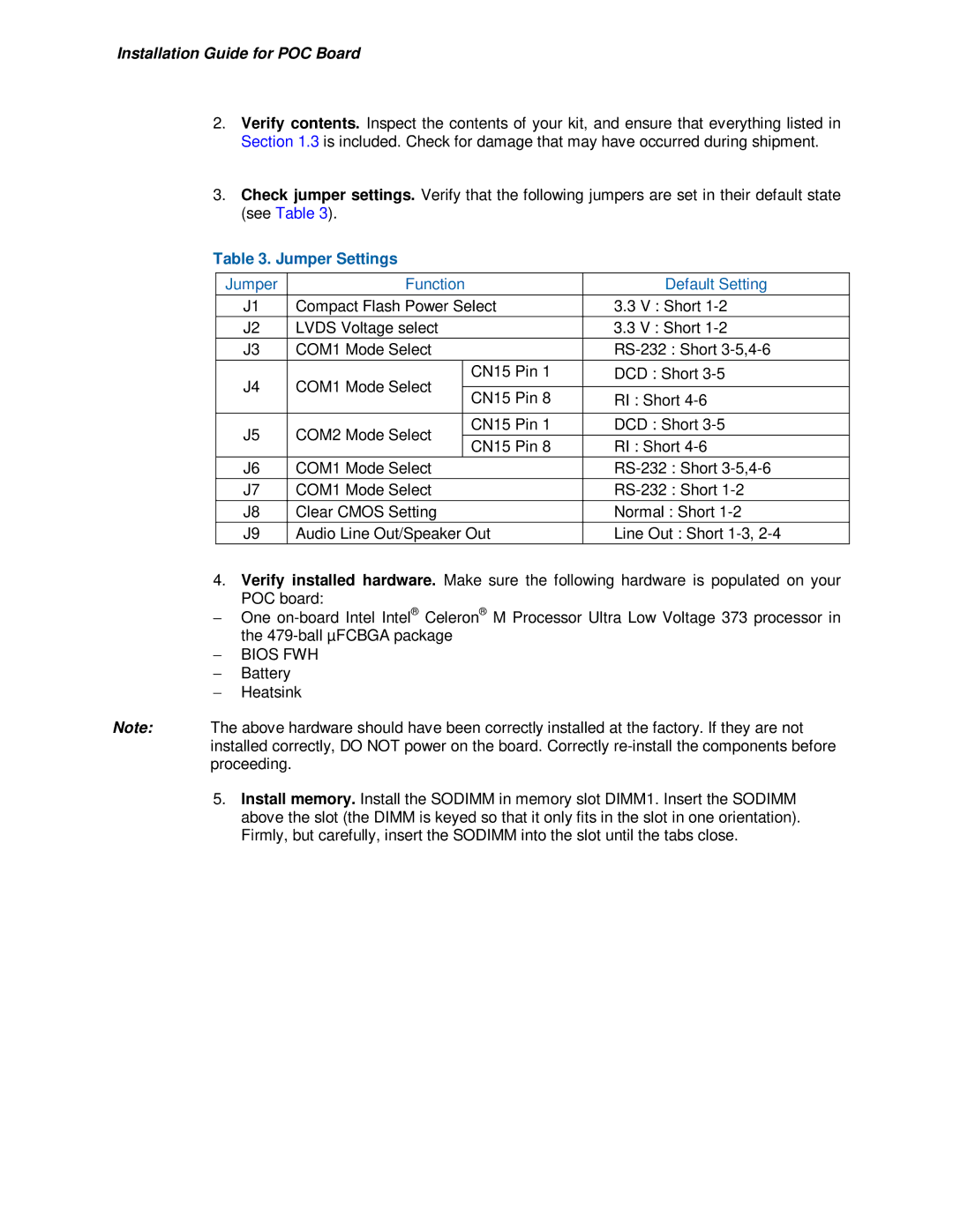 Intel 915GM user manual Jumper Settings, Jumper Function Default Setting 