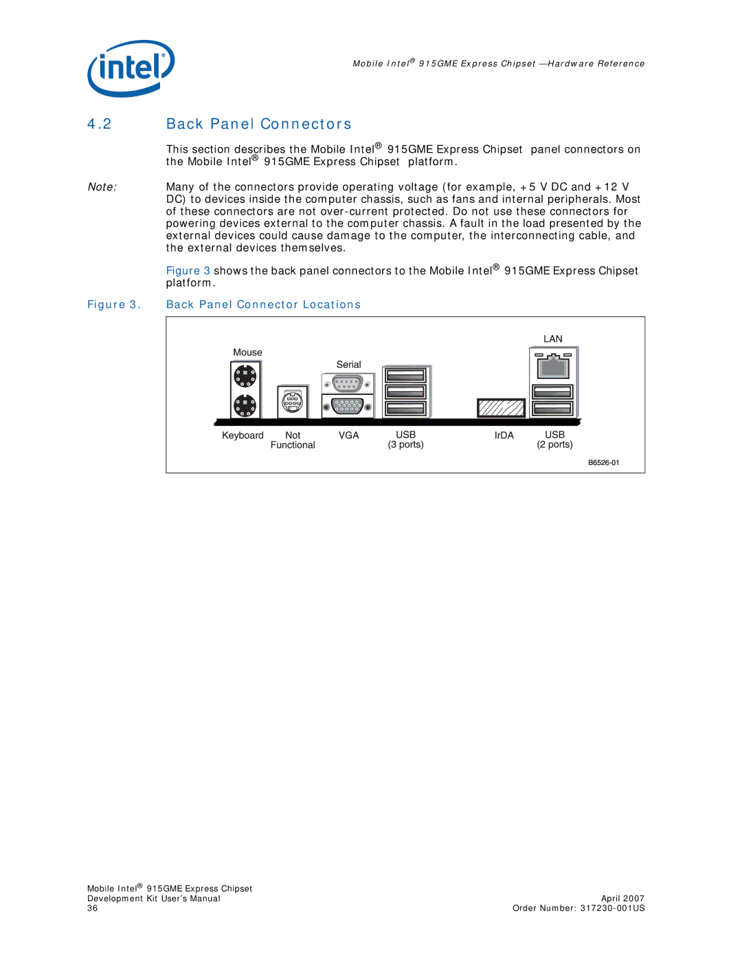 Intel 915GME user manual Back Panel Connectors 