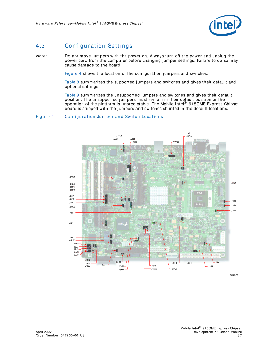 Intel 915GME user manual Configuration Settings 