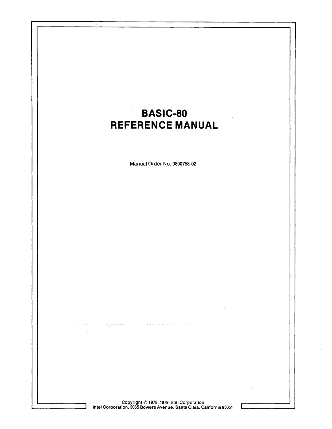 Intel 9800758-02 manual BASIC-SO Reference Manual 