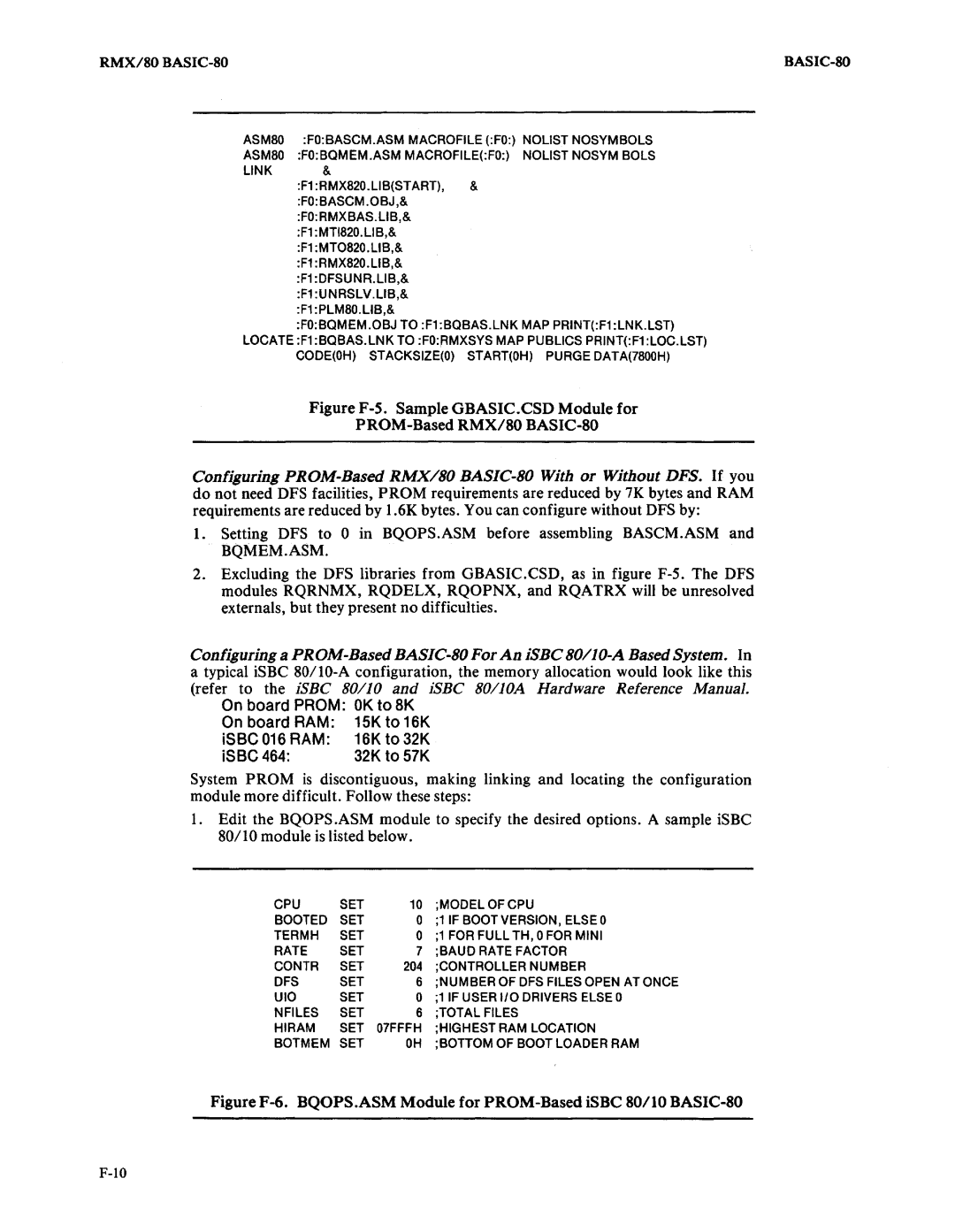 Intel 9800758-02 manual F1 RMX820.L1BSTART, & FOBASCM.OBJ,& FORMXBAS.LlB 