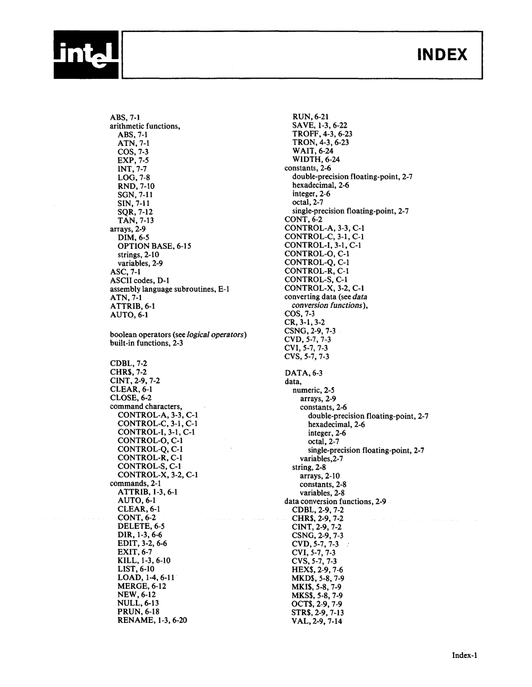 Intel 9800758-02 manual Index 