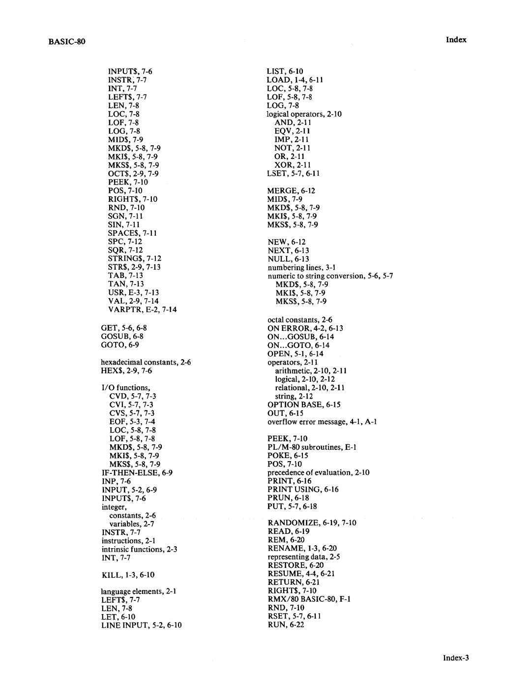 Intel 9800758-02 manual BASIC-80 