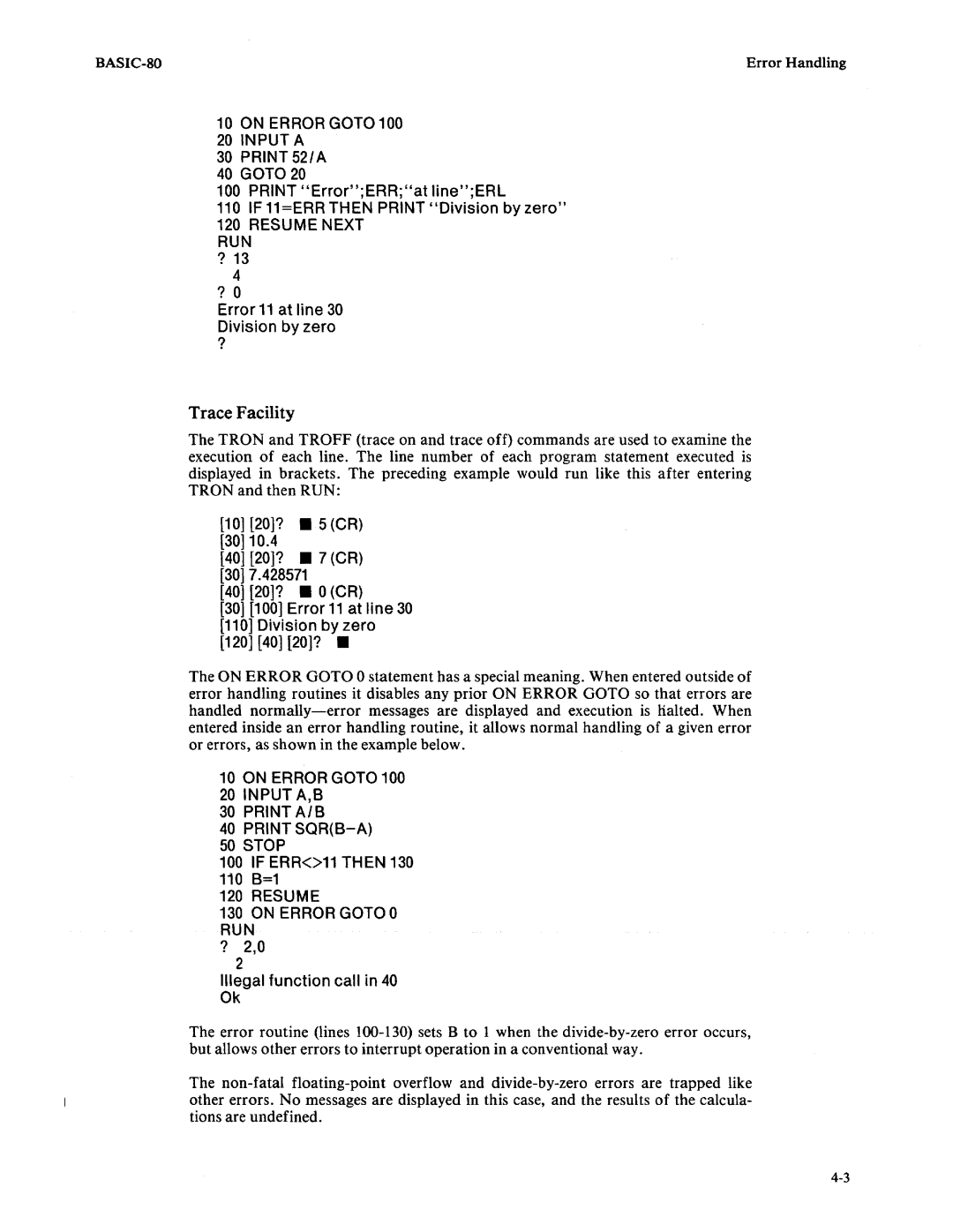 Intel 9800758-02 manual Trace Facility 