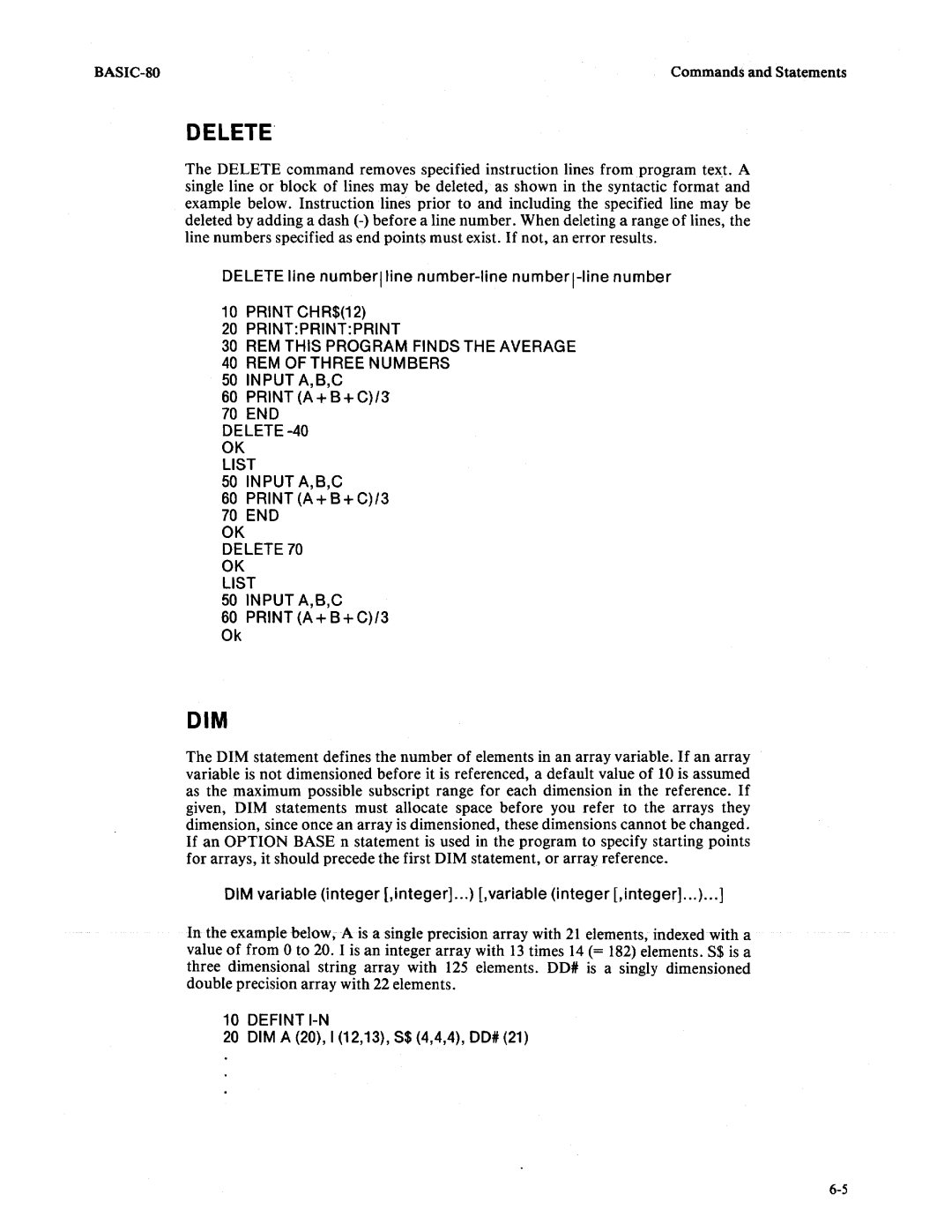 Intel 9800758-02 manual Dim, Delete 