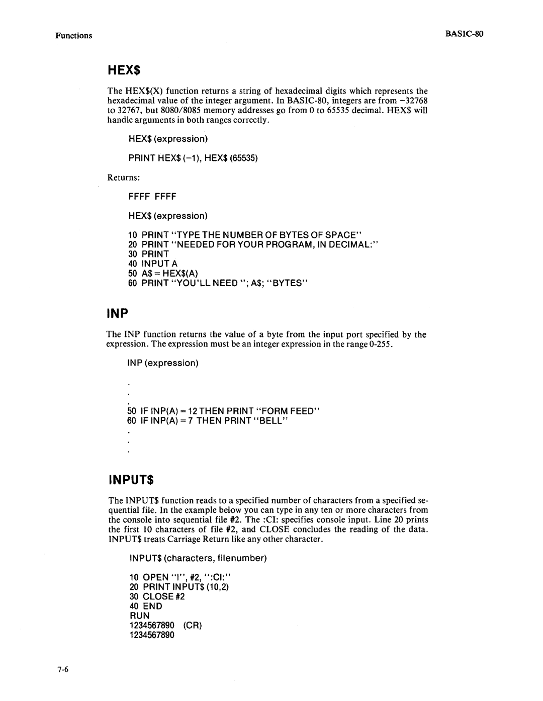 Intel 9800758-02 manual Hexs, Inputs 