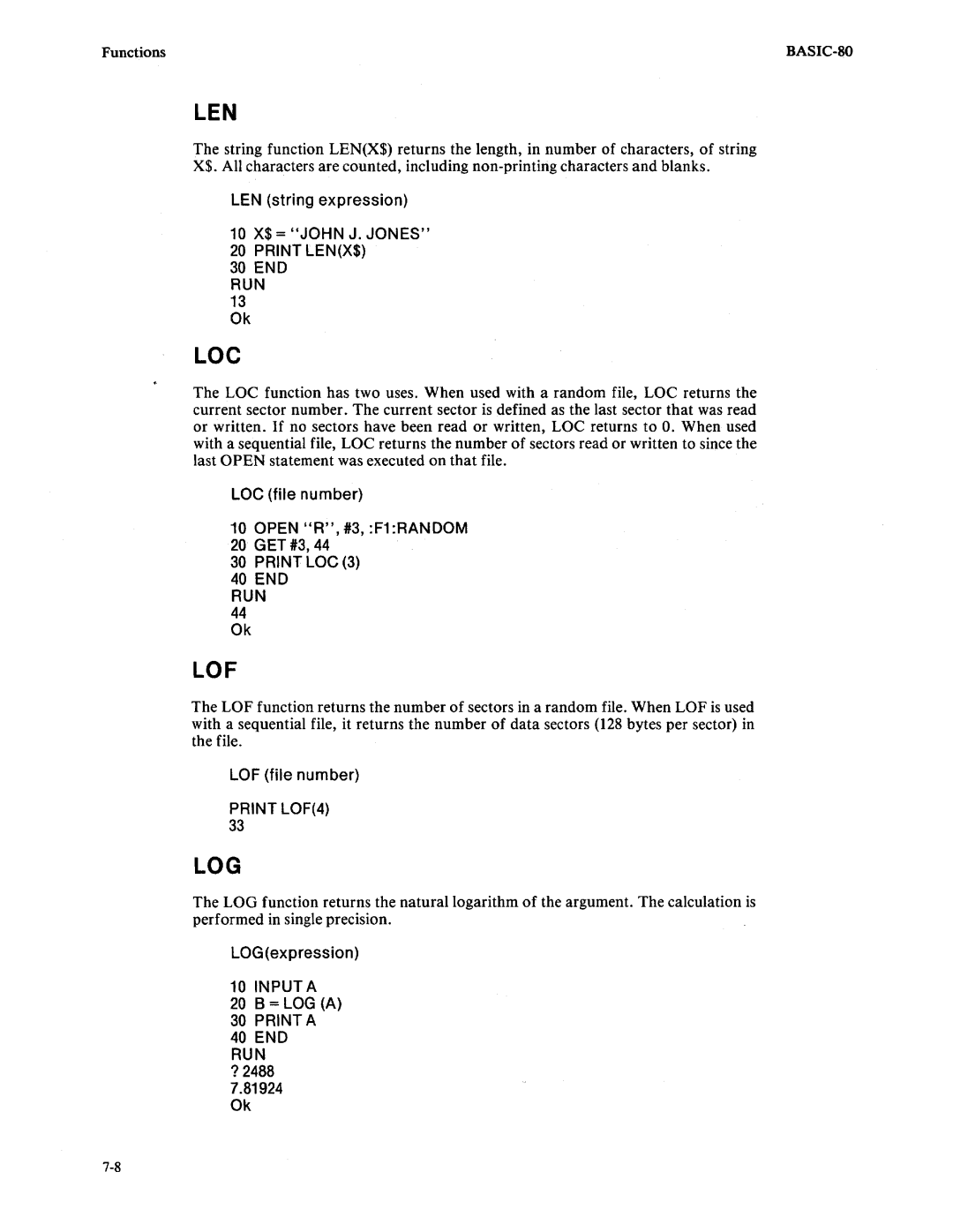 Intel 9800758-02 manual Len, Loc, Lof, Log 