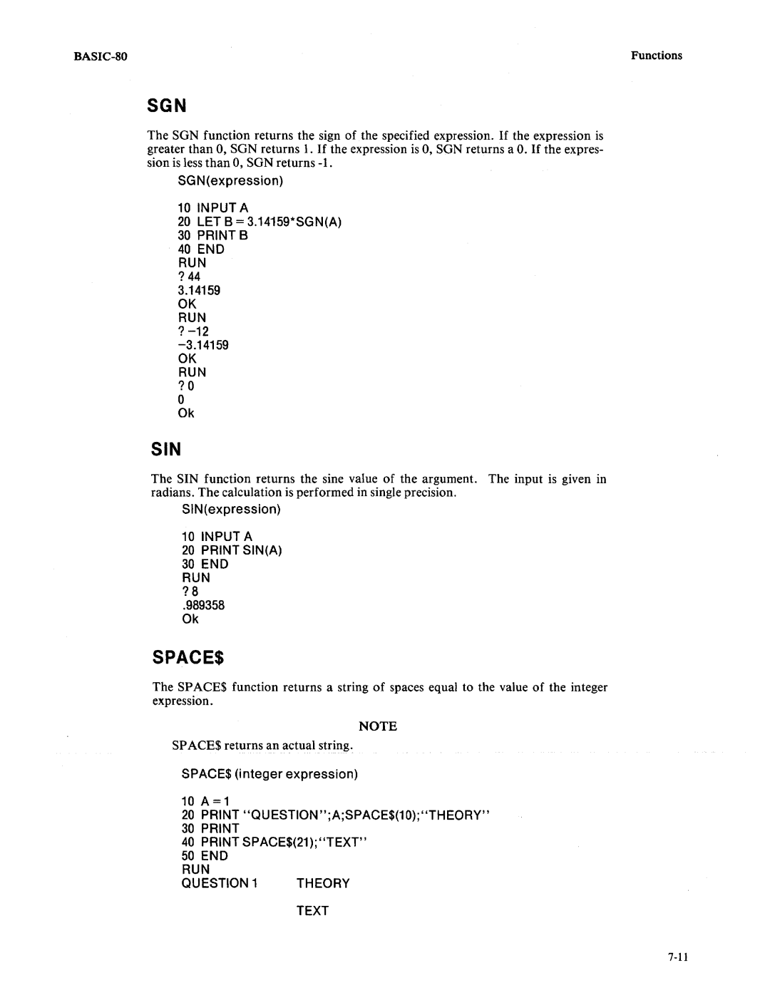 Intel 9800758-02 manual Sgn, Sin, Spaces, 10 a =1 