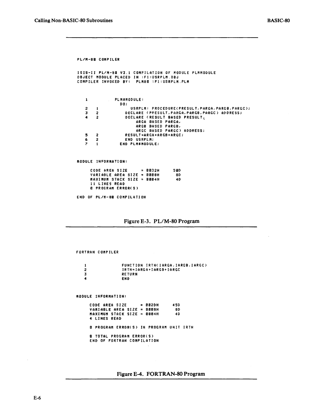 Intel 9800758-02 manual Figure E-3. PL/M-80 Program 