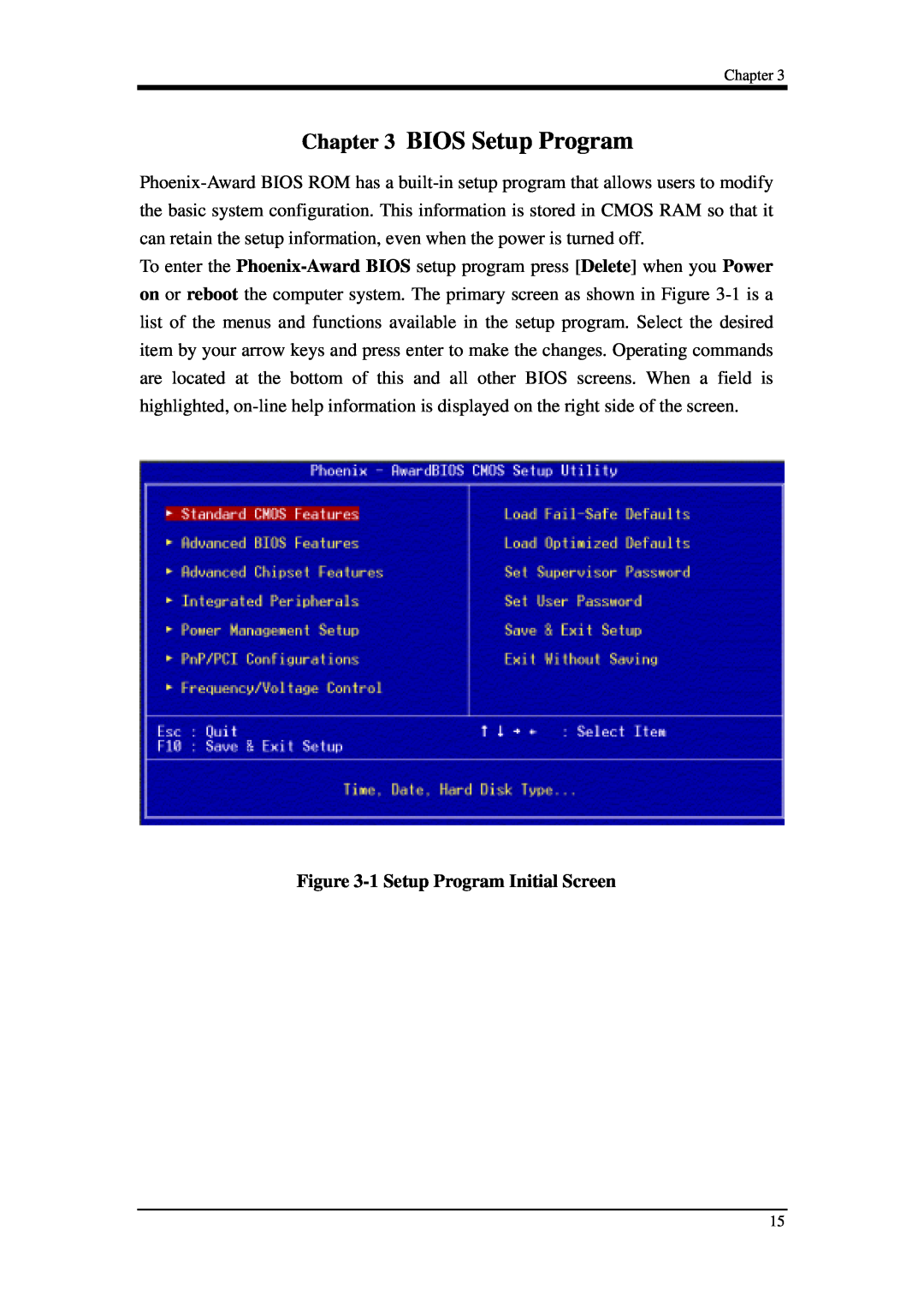 Intel 9EJL4 manual BIOS Setup Program, 1Setup Program Initial Screen, Chapter 
