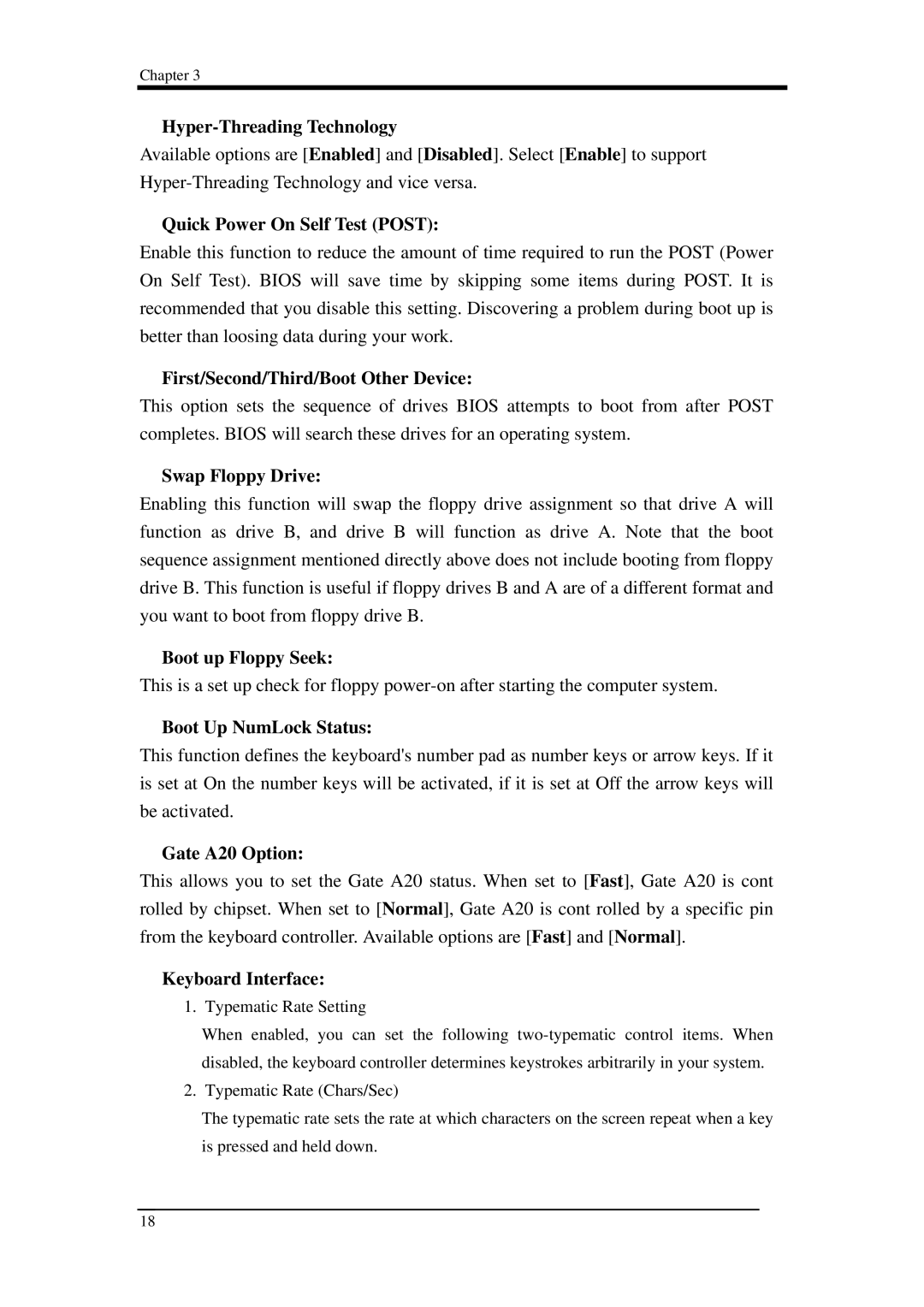 Intel 9EJL4 manual Hyper-Threading Technology, Quick Power On Self Test Post, First/Second/Third/Boot Other Device 