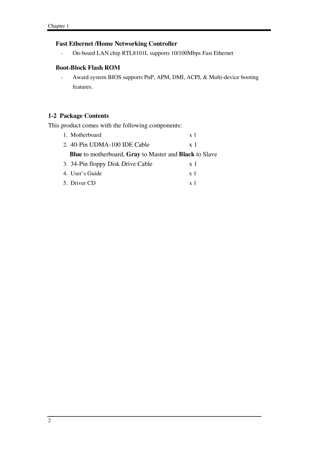 Intel 9EJL4 manual Fast Ethernet /Home Networking Controller, Boot-Block Flash ROM, Package Contents 