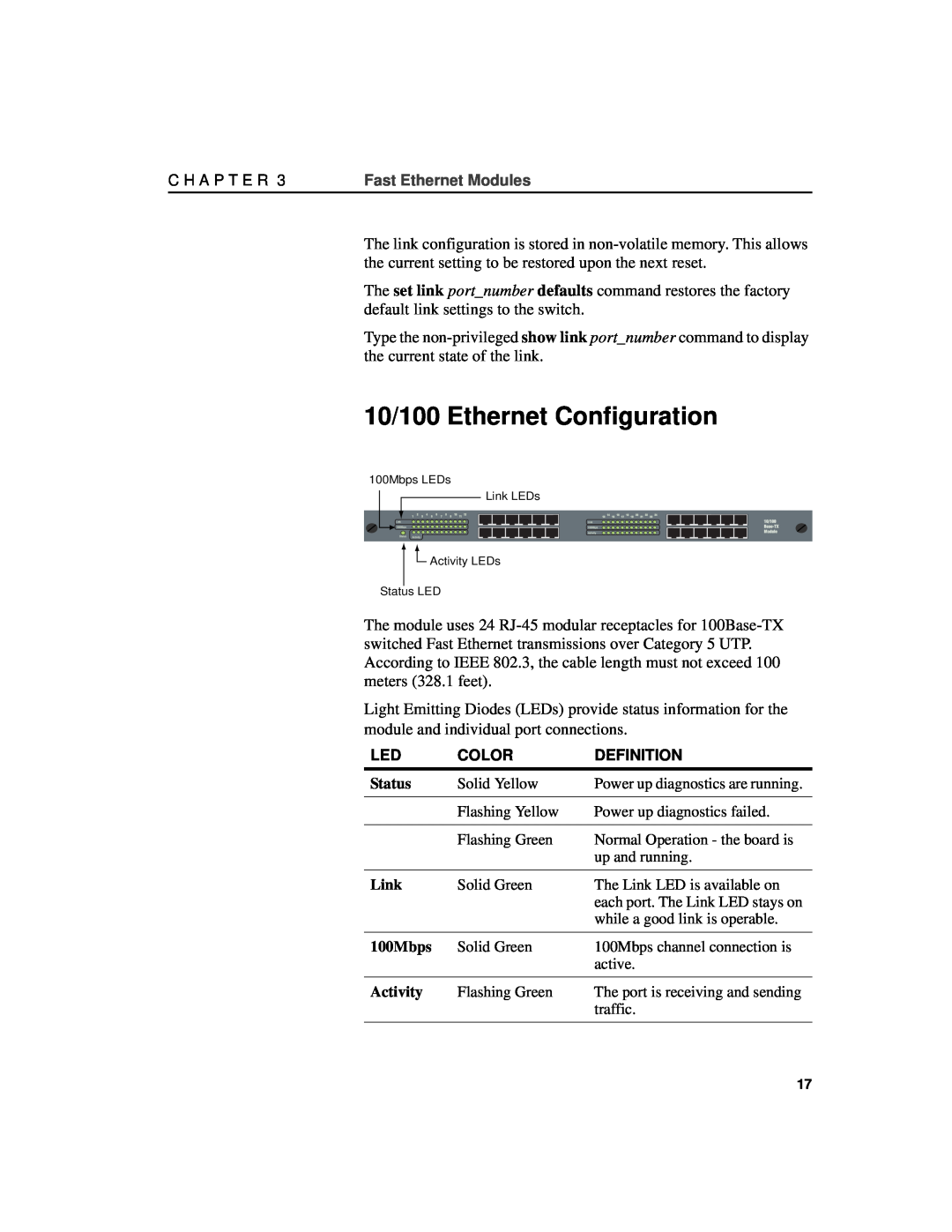 Intel A21721-001 manual 10/100 Ethernet Configuration, Fast Ethernet Modules 