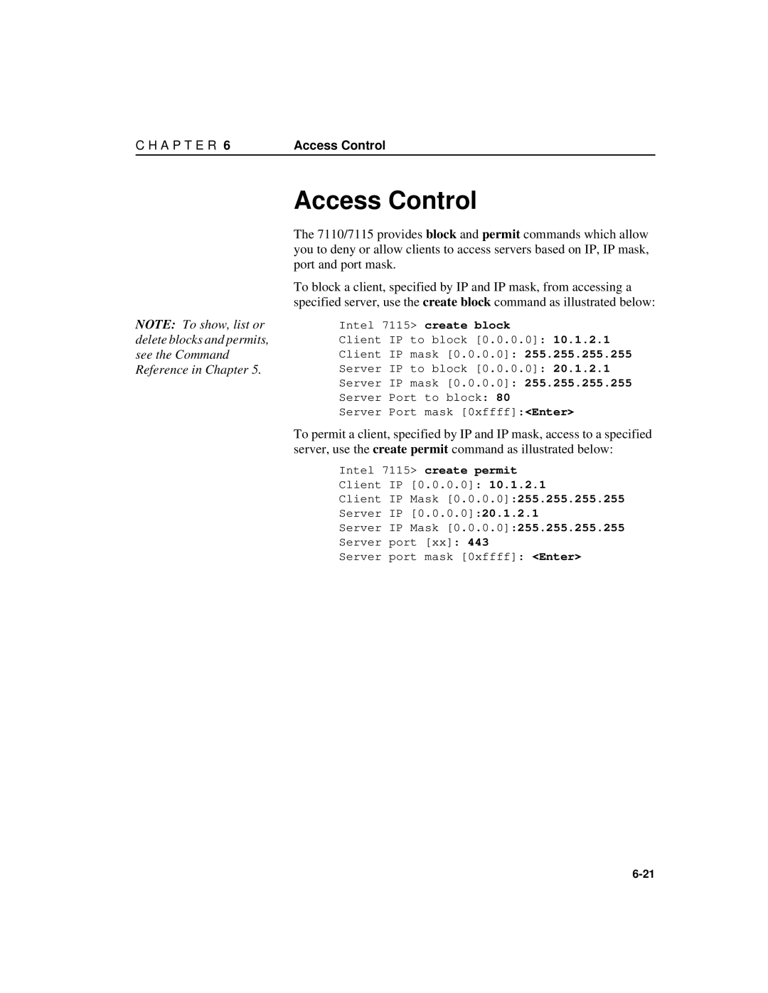 Intel A31032-001 manual Access Control 