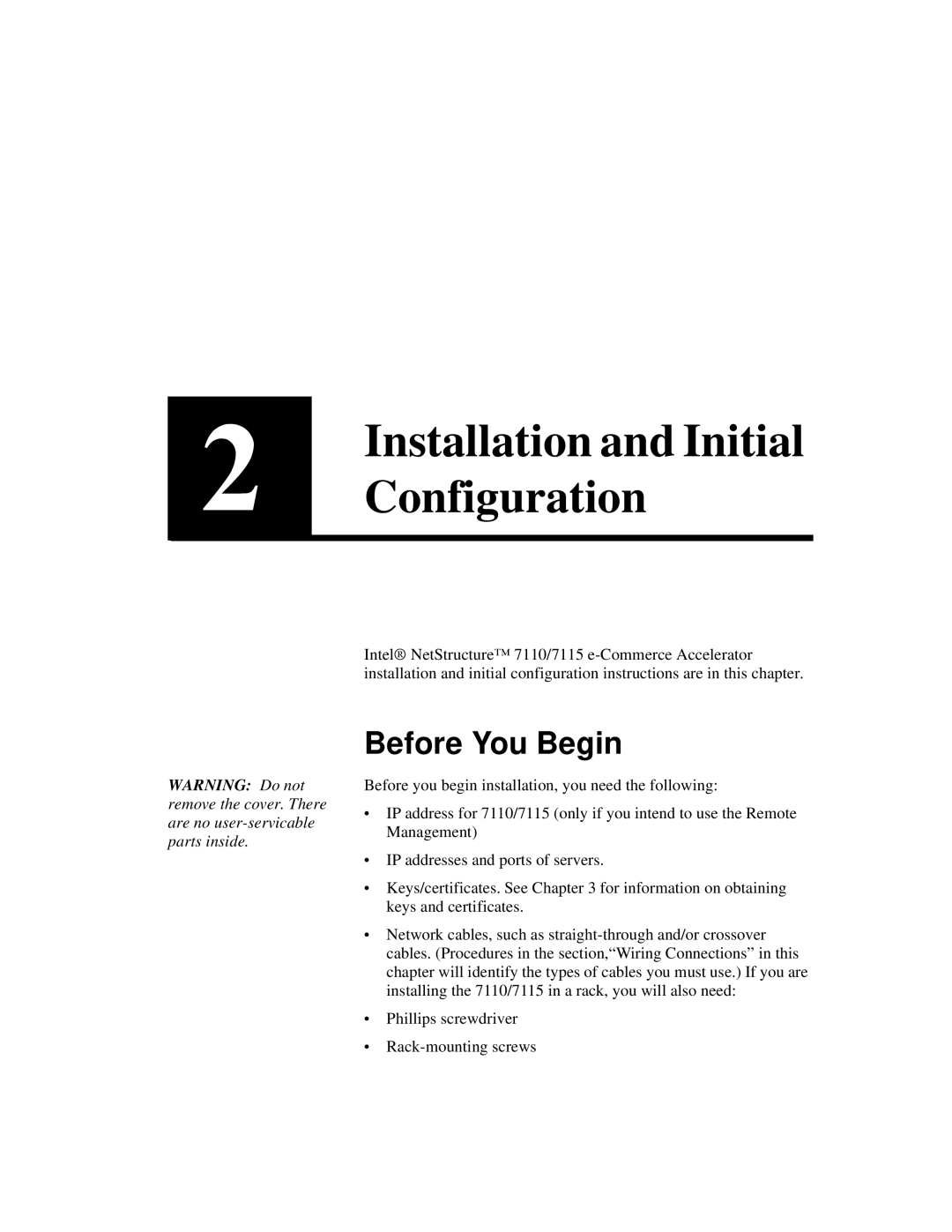 Intel A31032-001 manual Installation and Initial Configuration, Before You Begin 