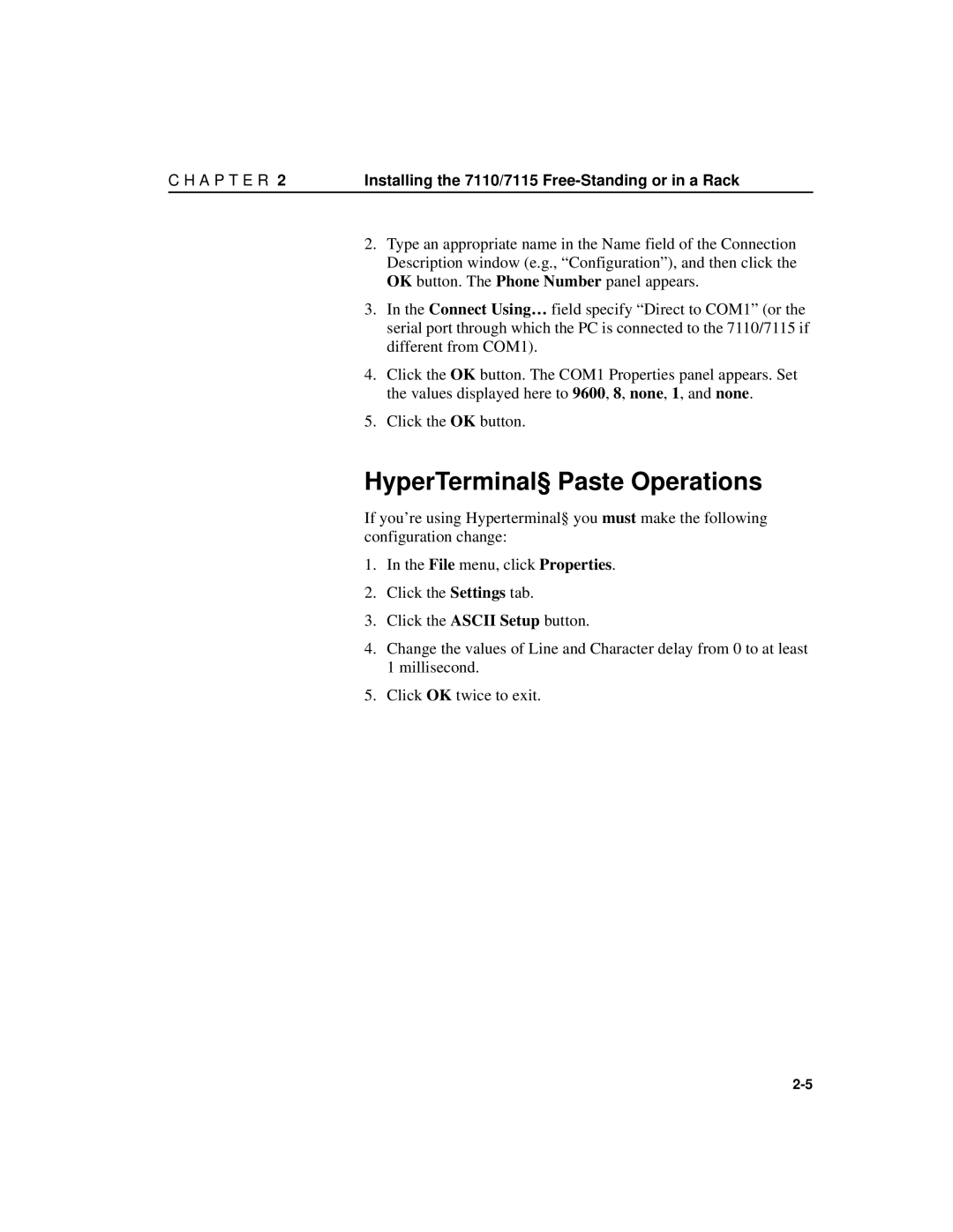 Intel A31032-001 manual HyperTerminal§ Paste Operations 