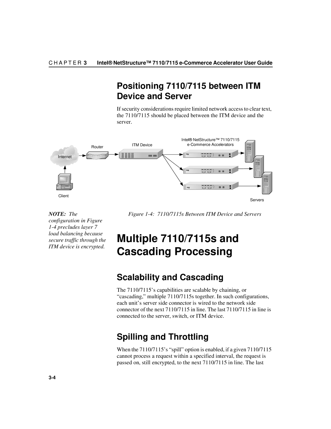 Intel A31032-001 Positioning 7110/7115 between ITM Device and Server, Scalability and Cascading, Spilling and Throttling 