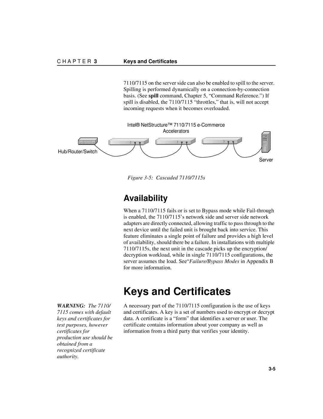 Intel A31032-001 manual Keys and Certificates, Availability 