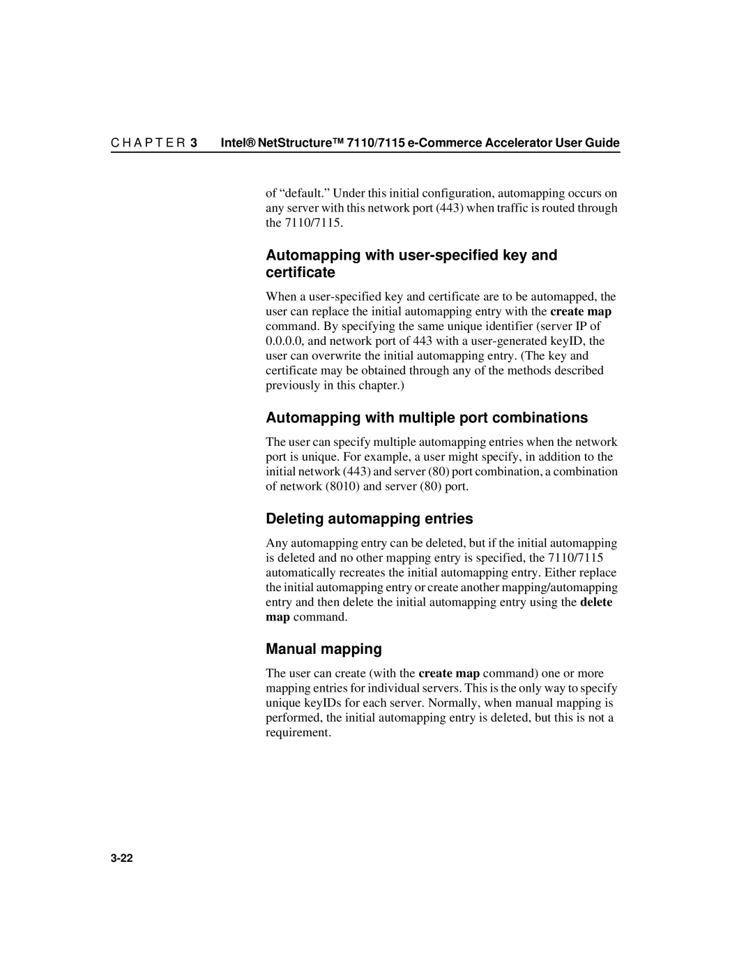 Intel A31032-001 manual Automapping with user-specified key and certificate, Automapping with multiple port combinations 