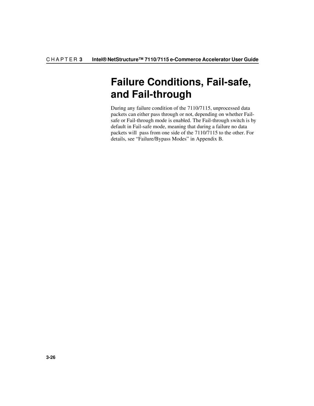 Intel A31032-001 manual Failure Conditions, Fail-safe, and Fail-through 