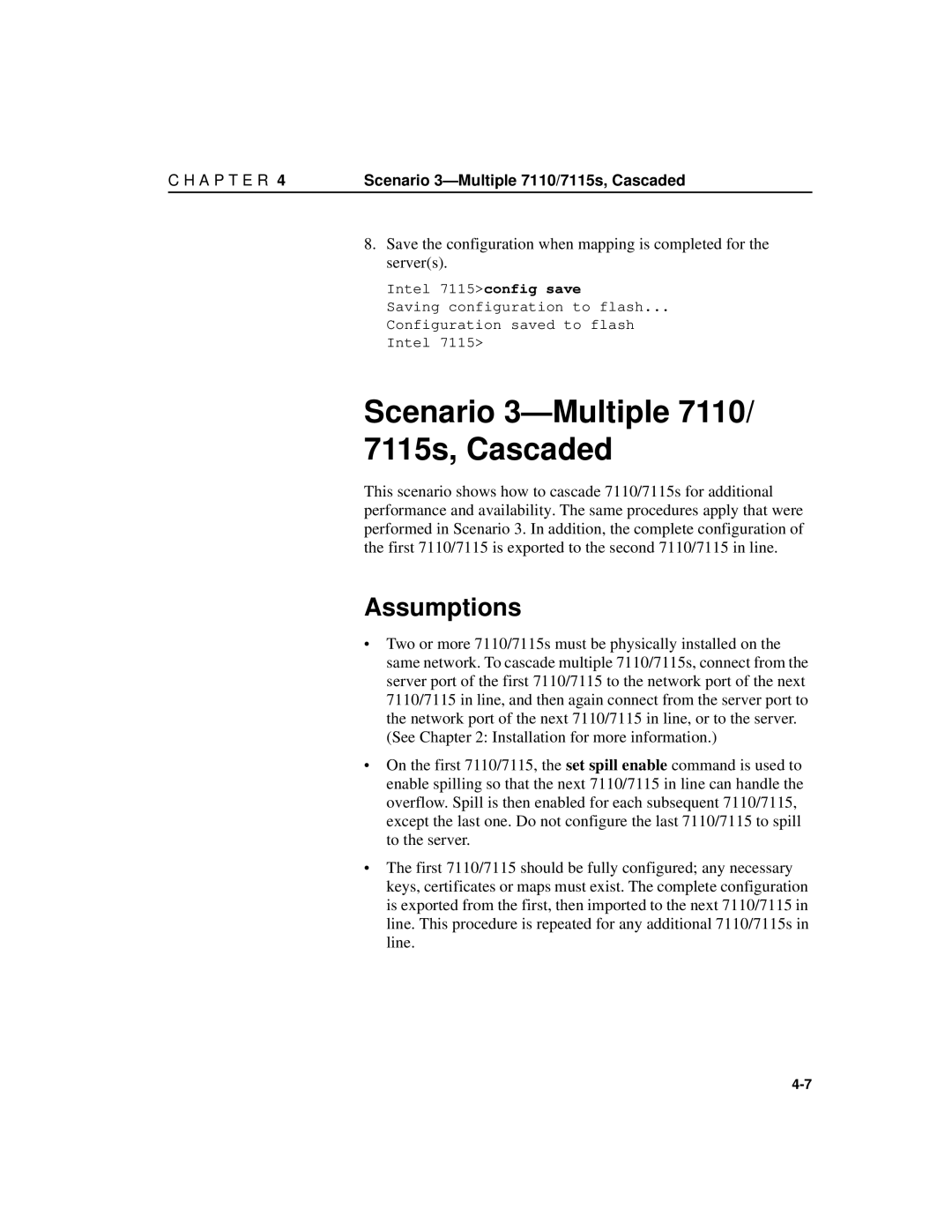 Intel A31032-001 manual Scenario 3-Multiple 7110/ 7115s, Cascaded, Assumptions 