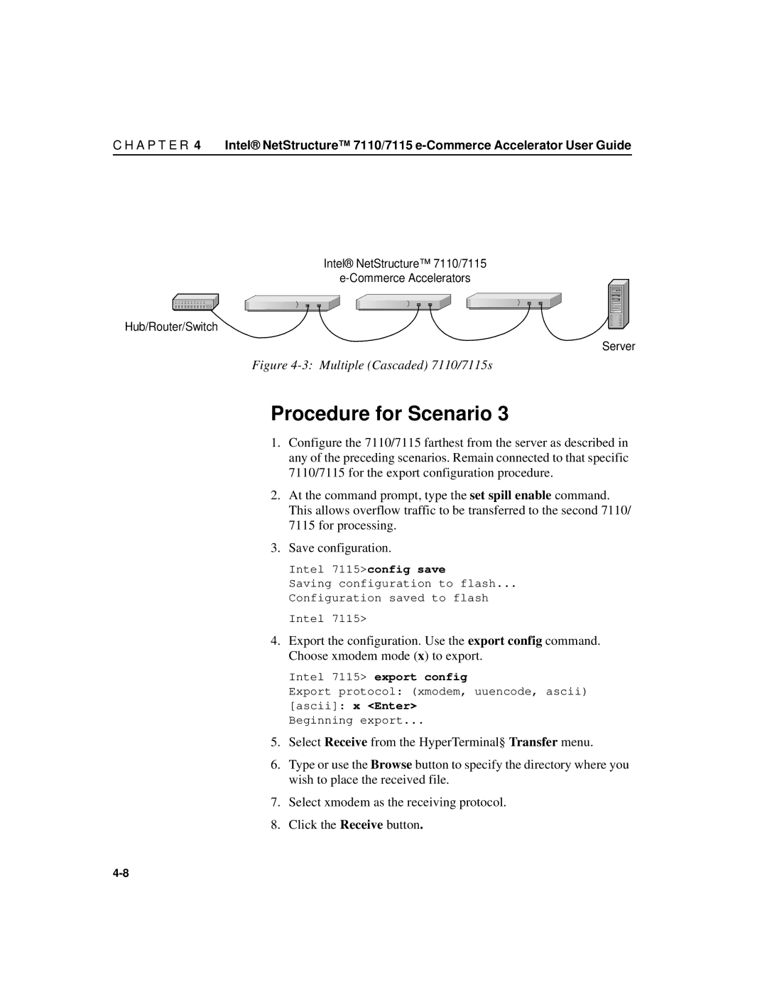 Intel A31032-001 manual Multiple Cascaded 7110/7115s, Intel 7115 export config 