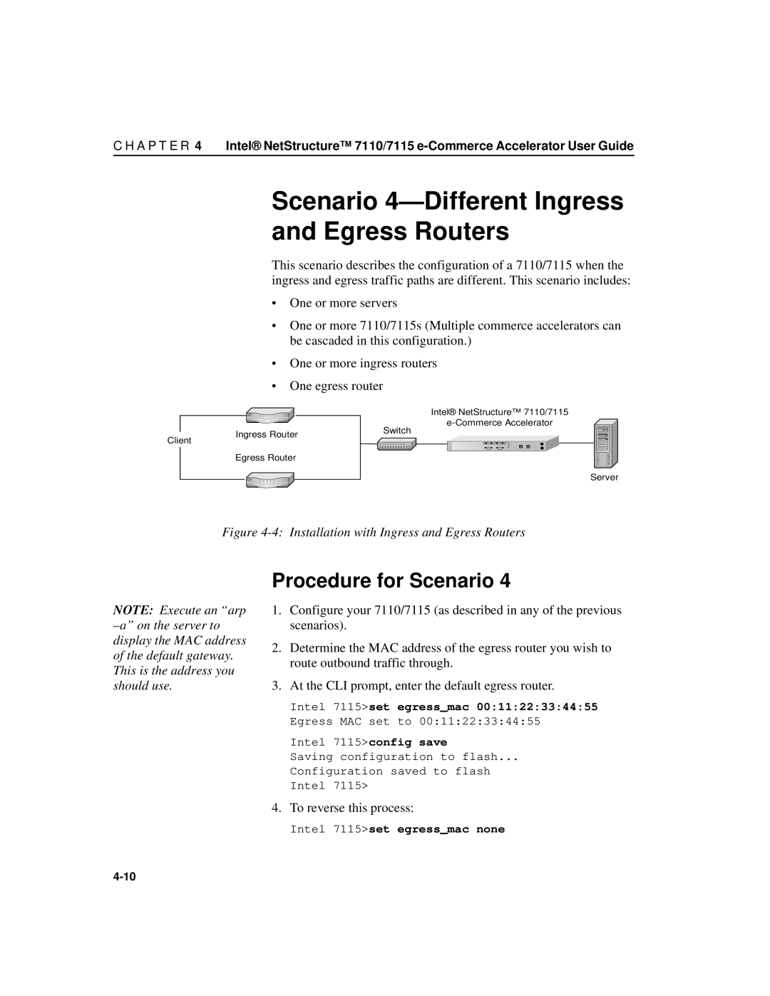 Intel A31032-001 manual To reverse this process, Intel 7115set egressmac none 