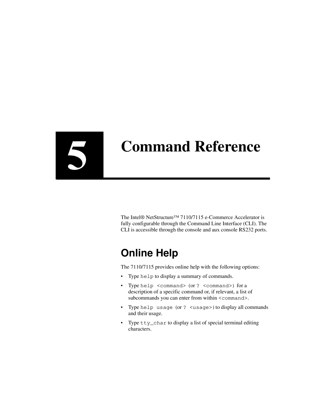 Intel A31032-001 manual Command Reference, Online Help 