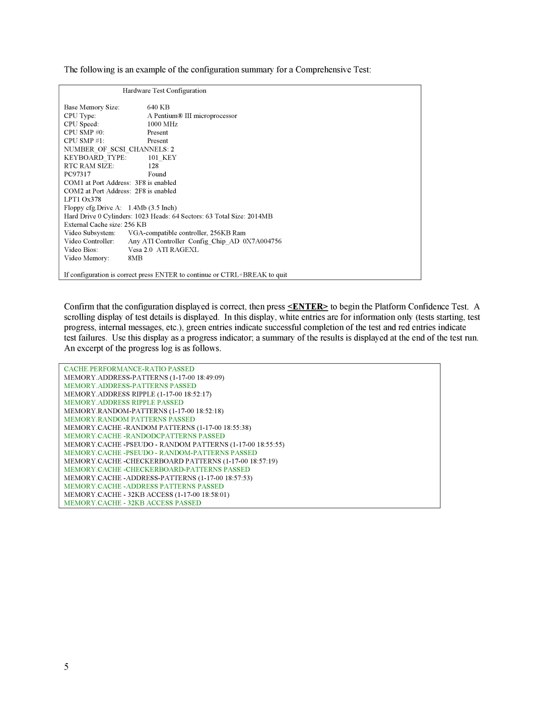 Intel A96134-002 manual CACHE.PERFORMANCE-RATIO Passed 